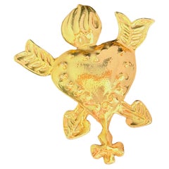 Christian Lacroix Vintage Iconic Gold Sacred Heart Cross Arrow Fire Flame Brooch