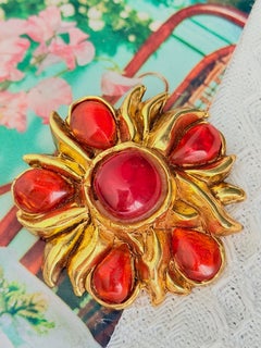 Christian Lacroix Gripoix Haute Couture Iconic Rare Gold Citrine Chunky Brooch