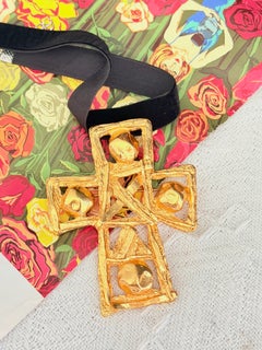 Christian Lacroix Haute Couture Iconic Gold Massive Huge Cross Brooch Pendant