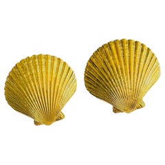 Yves Saint Laurent YSL Haute Couture Iconic Large Gold Vivid Shell Earrings