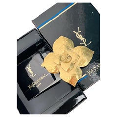 Yves Saint Laurent YSL Iconic Gold Pendant Double Layer Dogwood Flower Brooch
