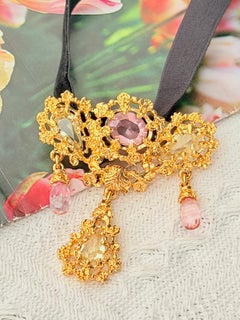 Christian Lacroix Iconic Pink Citrine Iridescent Lava Chandelier Drop Brooch