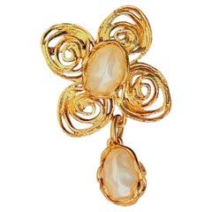 Yves Saint Laurent YSL Haute Couture Baroque Butterfly Clover Pearls Brooch