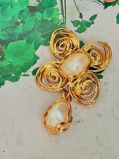 Yves Saint Laurent YSL Haute Couture Baroque Butterfly Clover Pearls Brooch
