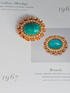 Christian Dior Haute Couture Iconic 1967 Rare Jade Cabochon Lucky Clover Brooch