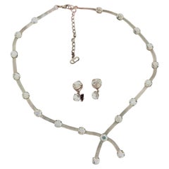 CHRISTIAN DIOR John Galliano 2002 Iconic Rare Silver Herringbone Snake Chain Set