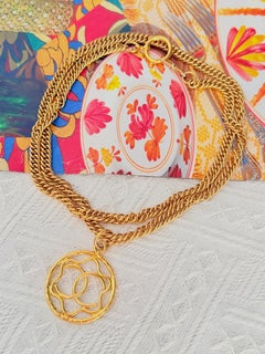 Chanel Haute Couture – Kultiges goldenes großes Kreis-Coco-Set aus langer Halskette, Gürtel und Armband