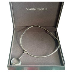 Georg Jensen by Vivianna Torun Iconic Sterling Silver Dew Drop Crystal Necklace