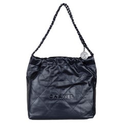 Chanel Shiny Calfskin Quilted Small Chanel 22 Ruthenium - '20s