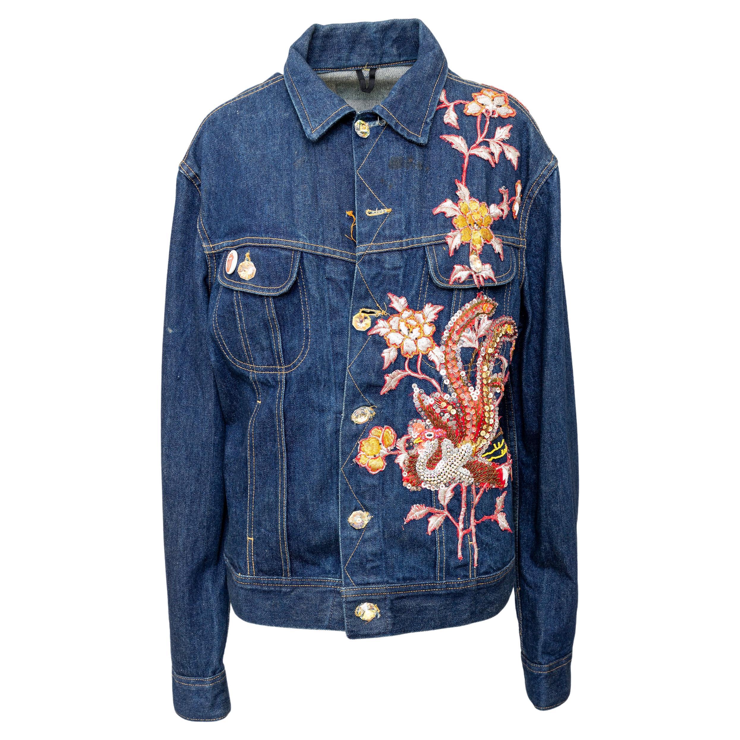 Lily Farouche Munich Embroidered Denim Jacket - '00s For Sale