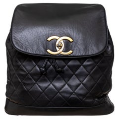 Zaino Chanel vintage in pelle d'agnello trapuntata con coulisse - anni '90