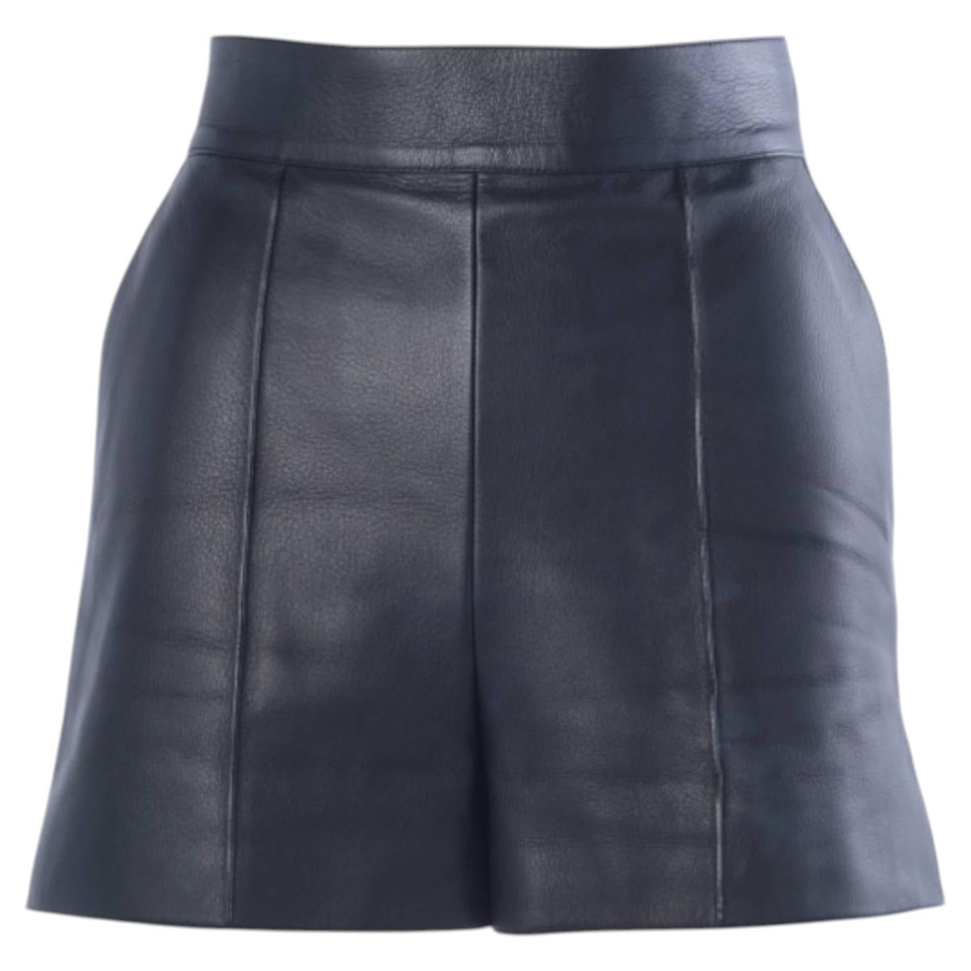 Hermès Black Grained Goatskin Leather Shorts - '20s