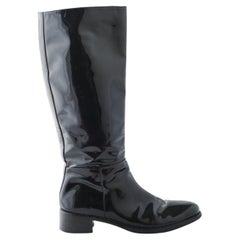 Bottes Prada en cuir verni noir - années 2010