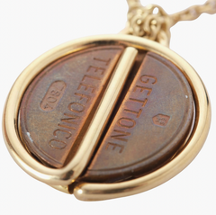 Vintage Italian 18K Gold Gettone Telefonico 7603 Necklace