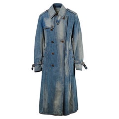 Junya Watanabe Comme des Garçons Blue Stone Washed Denim Trench Coat - '00s