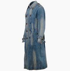 Junya Watanabe Comme des Garçons Blue Stone Washed Denim Trench Coat - '00s