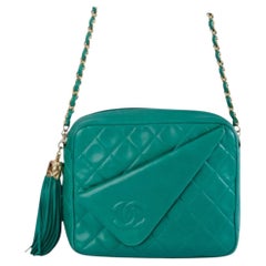Chanel Quilted Lambskin Front Pocket Tassel Camera Bag Gold Hardware - '90s