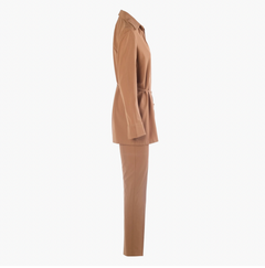 Gucci by Tom Ford Camel Two-Piece Pant & Wrap Blouse Ensemble - '90s