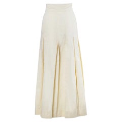 Miu Miu Cream Leather Midi Skirt - '90s