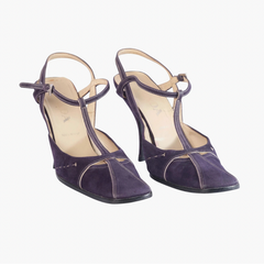 Prada Purple Suede T-Strap Pumps – '00s