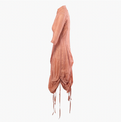 Jean Paul Gaultier Femme – Pfirsichfarbenes Leinenkleid mit Rüschen – 2000er Jahre
