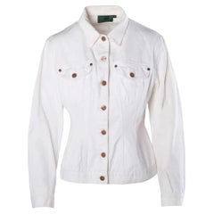 Jean Paul Gaultier Junior Vintage-Jacke aus weißem Denim im Sanduhr-Schnitt – 90er-Jahre