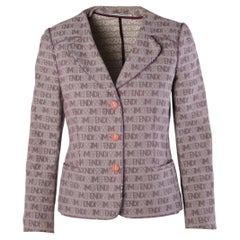 Fendissime by Fendi Pink Brown Logo Jacquard Tailored Blazer - '90s