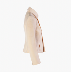 John Bartlett Ivory Virgin Wool Zip Jacket - '90s
