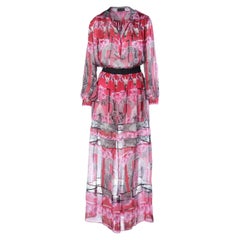 John Richmond Pink Printed Silk Shirt & Maxi Skirt Set - '00s