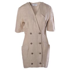 Jean Paul Gaultier Pour Gibo Beige Linen Double-Breasted Mini Dress - '80s
