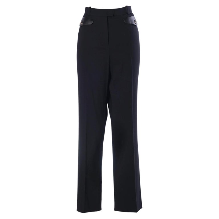 Giorgio Armani Black Tailored Trousers with Leather Details- '90s