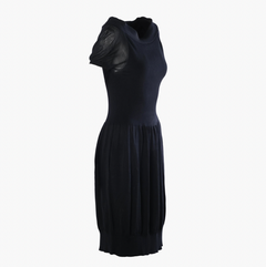 Yves Saint Laurent Rive Gauche Black Silk Knit Balloon Dress - '00s