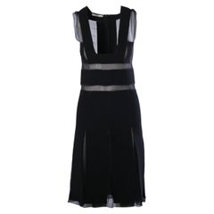 Prada Black Dress with Semi-Sheer Silk Chiffon Paneling - '00s
