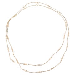 Vintage 14K Yellow Gold Openwork Long Chain Necklace - '70s
