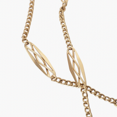 Vintage 14K Yellow Gold Openwork Long Chain Necklace - '70s