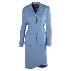 Valentino Night Blue Viscose Skirt Suit - ’90s