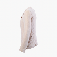 Ann Demeulemeester Ivory Asymmetric Stand Collar Suede-Effect Blazer - '00s