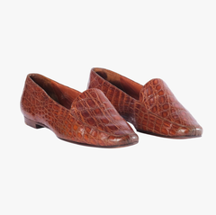 Prada Vintage Brown Exotic Leather Loafers - '90s