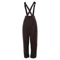 Jean Paul Gaultier Vintage Pinstripe High Waist Suspender Trousers - '90s