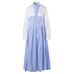 Vivetta Blue & White Gingham Cotton Maxi Dress - '10s