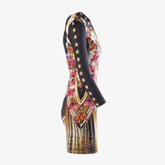 Just Cavalli Black Leo Butterfly Print Jersey Fitted Dress -'00s