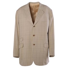 Hermès Vintage Beige Checked Cotton Blazer - '90s