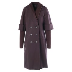 Escada Wool Coat With Ribbed Cuffs And A Double-Breasted Button Closure- '90s