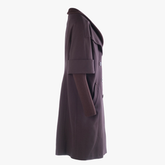 Escada Wool Coat With Ribbed Cuffs And A Double-Breasted Button Closure- '90s