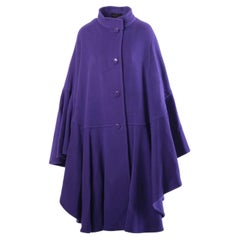 Roberto Capucci Vintage Haute Couture Purple Wool Cape - '70s