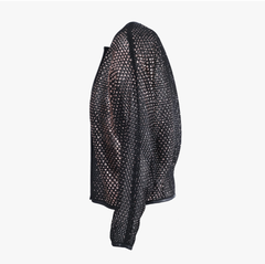 Marco de Vincenzo Black Crystal-Embellished Mesh Bomber - '10s