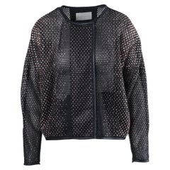 Marco de Vincenzo Black Crystal-Embellished Mesh Bomber - '10s