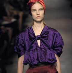 Haut à basque et nœud en soie violette Prada, défilé printemps 2007 - Années 2000