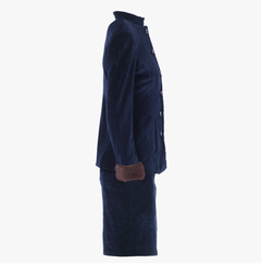 Blumarine Navy Velvet Skirt Suit With Fur Cuffs - '00s