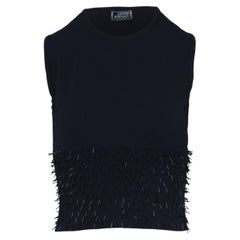 Gianni Versace Black Sleeveless Embellished Knit Top - '90s